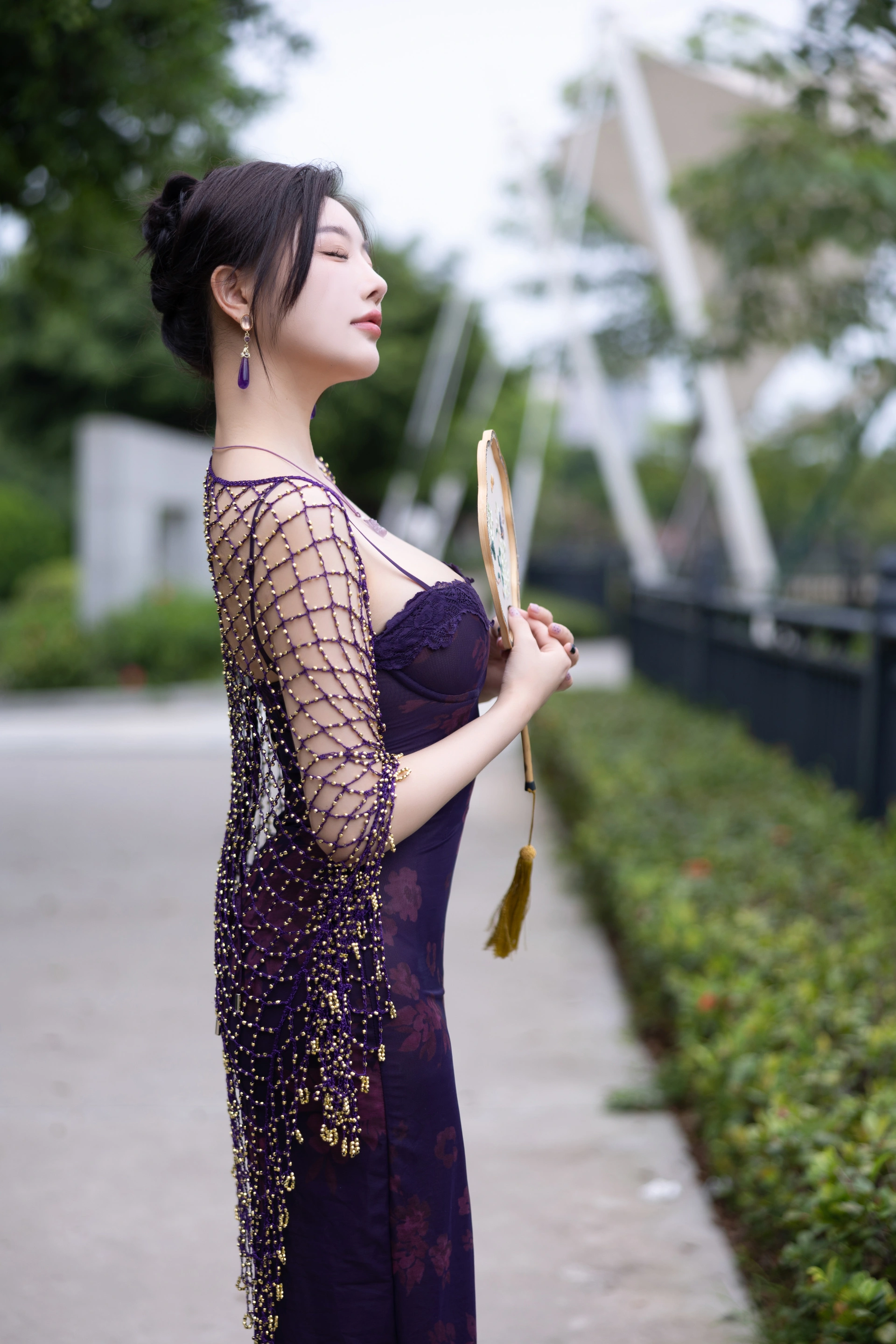 029.杨晨晨 – 内购无水印 NO.9092 紫色连衣裙 1